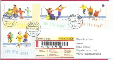 Bund Einschreibe-Satzbrief mit Nr. 2165/68, Ecke 4, sauber gest., siehe Bild.