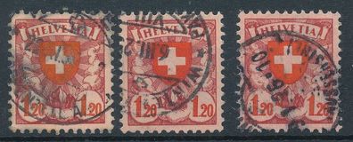 Schweiz Nr. 195 unterschiedliche Farben, sauber gestempelt, siehe Bild.