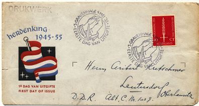 Sammlerbrief - Niederlande nach DDR, gelaufen 1955, siehe Bilder.
