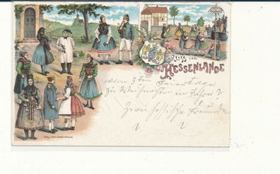 Lithokarte, Gruß vom Hessenlande, gelaufen 1897 nach Nidda, siehe Bild. (40)