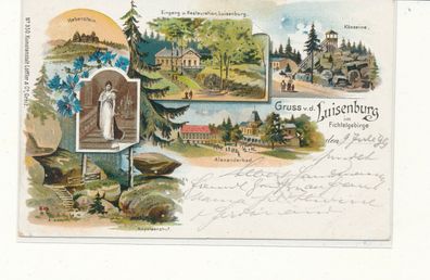 Lithokarte, Gruß v. d. Luisenburg, gelaufen 1898 nach Nidda, siehe Bild. (42)