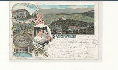 Lithokarte, Gruß aus Badenweiler, gelaufen 1897 nach Nidda, siehe Bild. (10)