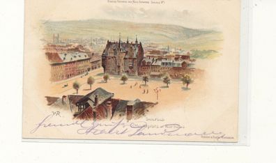 Lithokarte, Saalfeld, gelaufen 1899 nach Nidda, siehe Bild. (65)
