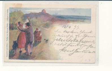 Bildpostkarte, Gruß vom Neckartahl, gelaufen 1897 nach Nidda, siehe Bild. (102)
