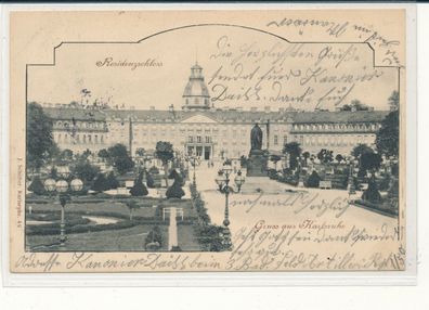 Bildpostkarte, Gruß aus Karlsruhe, gelaufen 1905 Lampertheim, siehe Bild. (96)