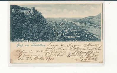 Bildpostkarte, Gruß aus Heidelberg, gelaufen 1900 Lampertheim, siehe Bild. (89)