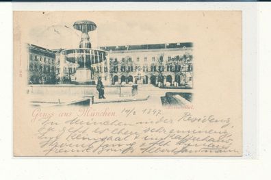 Bildpostkarte, Gruß aus München, gelaufen 1897 nach Nidda, siehe Bild. (51)