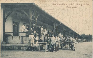 AK. Truppenübungspl. Königsbrück, Neues Lager, gelaufen 1915, siehe Bild.