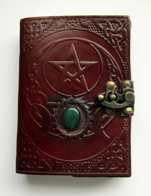 Buch der Schatten Pentagramm TRIPLE MOON Leder Messingbeschlag Tagebuch