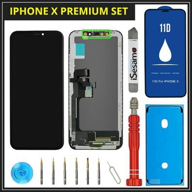 iPhone X 10 Komplettes OLED Display Premium Reparatur Set mit Schutzfolie