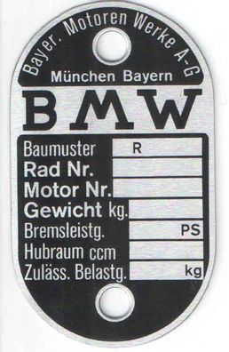 BMW Typenschild Alu, Blanko, Neu, Oldtimer, Motorrad