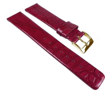 Ersatzband Uhrenarmband Leder Band Rot, glänzend mit Kroko Prägung