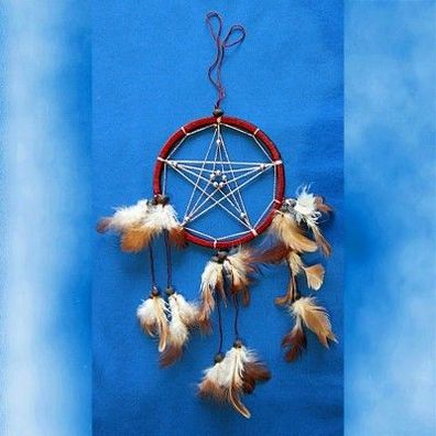 Dreamcatcher Pentagramm D: 11,5 cm Traumfänger mit Federn 4 Farben z. Ausw