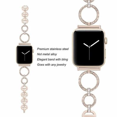 Diamant Uhrenarmband Kristall Strass Schmuck Edelstahl Metall für Apple Watch