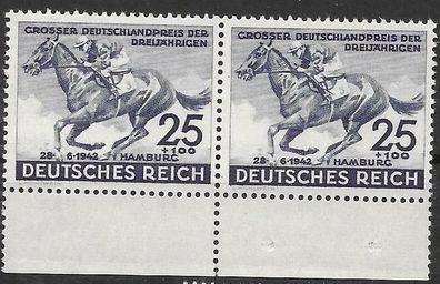 Auswahl: Dt. Reich Nr. 814, aus Paar UR. und Ecke 3/4, postfrisch, siehe Bilder.
