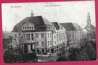 Postkarte Erlangen Universitätsbibliothek, nicht gelaufen, siehe Bild.