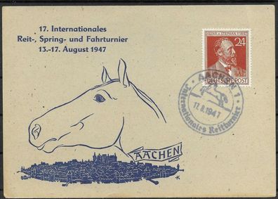 Postkarte, Alliierte Besetzung, 17. Intern. Reit-, Spring-und Fahrturnier s. Bild