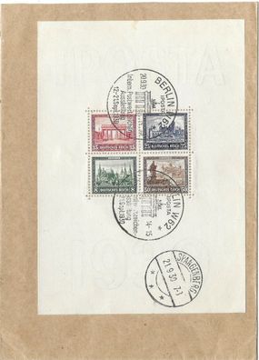 Dt. Reich Brief mit Block1, gestempelt, Sonderstempel, siehe Bilder.