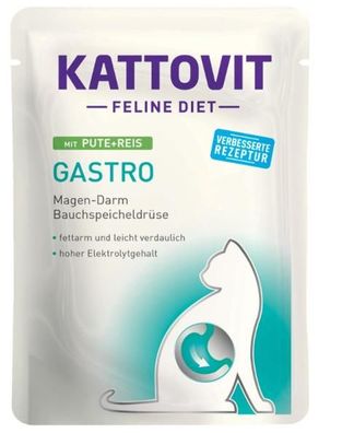 Kattovit ¦ Feline Diet Gastro - Pute & Reis - 24 x 85g ¦ nasses, diätetisches ...