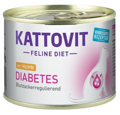 Kattovit ¦ Feline Diet - Diabetes/ Gewicht - Huhn - 12 x 185g ¦ nasses Futter für ...