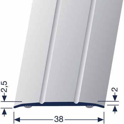 MEGA Übergangsprofil 438-SK selbstklebend Aluminium edelstahl F2 1 lfm