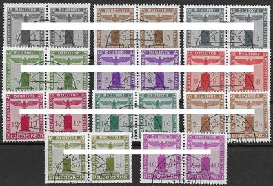 Dt. Reich Dienstmarken Nr. 155/65, gest., Paare, Stempel falsch, siehe Bild