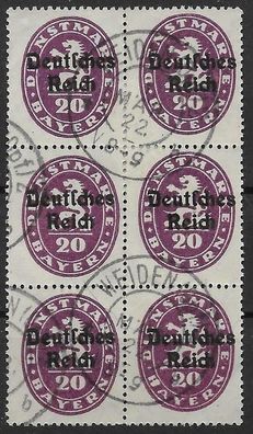 Dt. Reich Dienstmarken Nr. 37 als Sechserblock, gestempelt, siehe Bild.