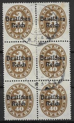 Dt. Reich Dienstmarken Nr. 39 als Sechserblock, gestempelt, siehe Bild.