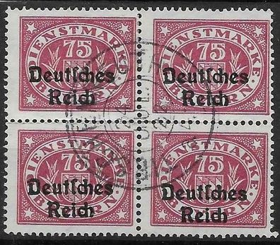 Dt. Reich Dienstmarken Nr. 43 als Viererblock, gestempelt, siehe Bild.