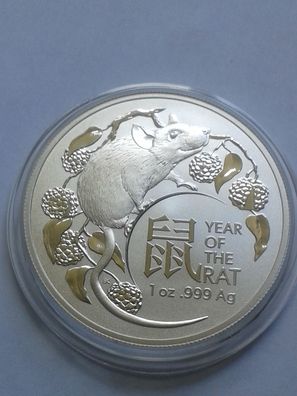 1$ 2020 Australien Lunar Maus RAM 1 Unze Silber 999er 1 Dollar 2020 Maus RAM mint