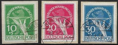 Berlin Nr. 68/70 auf Papier, gestempelt und geprüft, siehe Bilder.