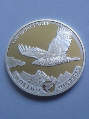 20 Francs 2021 Kongo Wildlife The bald eagle Weisskopfseeadler 1 Unze Silber 9999