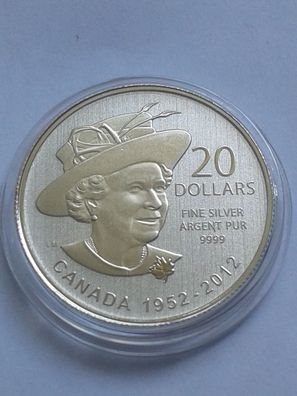 Original 20$ 2012 Kanada Queen Mum 1/4 Unze Silber 9999er 20 Dollars 2012 Canada