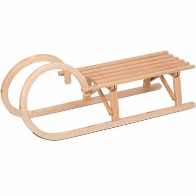 Klappschlitten faltbar Schlitten 100CM Hörner Form Holz Faltschlitten