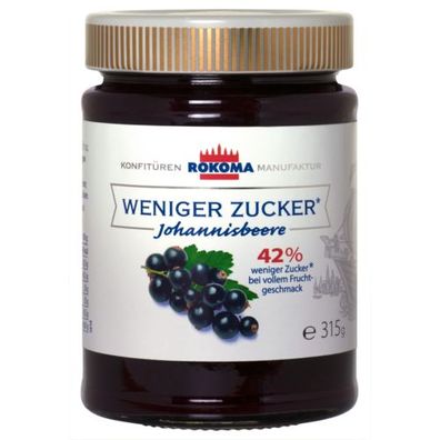 Rokoma Schwarze Johannisbeer-Konfitüre - 42% weniger Zucker 315g