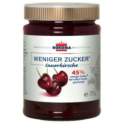 Rokoma Sauerkirsch-Konfitüre - 45% weniger Zucker 12x315g