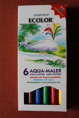 Aquamaler, Set mit 6 Farben, mehrfach mit Wasser nachfüllbar