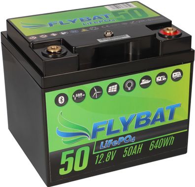 FLYBAT LiFePO4 Akku 12V (12,8V) 50Ah inkl. Bluetooth und CanBus