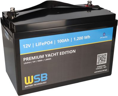 WSB LiFePO4 Akku 12V (12,8V) 100Ah inkl. Bluetooth Premium Yacht Edition