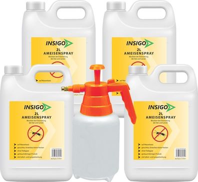 INSIGO 4x2L + 2L Sprüher Ameisenspray Ameisenmittel Ameisengift gegen Ameisen Schutz