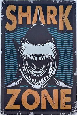 Blechschild 30 X 20 cm Shark Zone