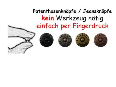 100 Qualitäts Nähfrei Jeansknöpfe Patentknöpfe 16 mm Ersatzknopf schwarz