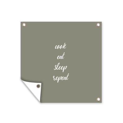 Outdoor-Poster Gartenposter 50x50 cm Sprichwörter - Kochen Essen Schlafen Wiederhole