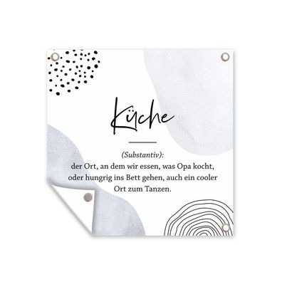 Outdoor-Poster Gartenposter 200x200 cm Zitate - Küche - Definition der Küche - Spric