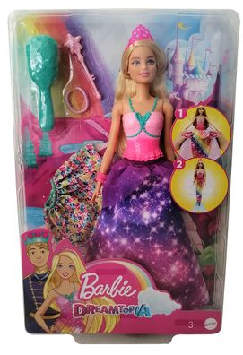 Mattel GTF92 Dreamtopia Barbie Puppe verwandelbar von Prinzessin zur Regenbogen