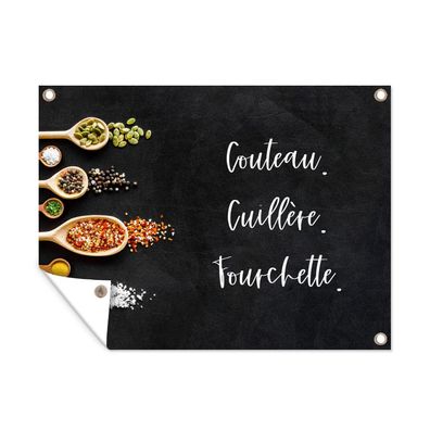 Outdoor-Poster Gartenposter 80x60 cm Besteck - Zitate - Sprichwörter - Couteau. Cull