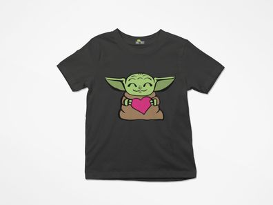 Kinder Bio Unisex T-Shirt Herzen Süß Love Sweet Spruch Star Wars Jedi Yoda Baby