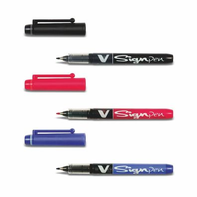 Pilot V Sign Pen - 3er-Set schwarz, rot, blau