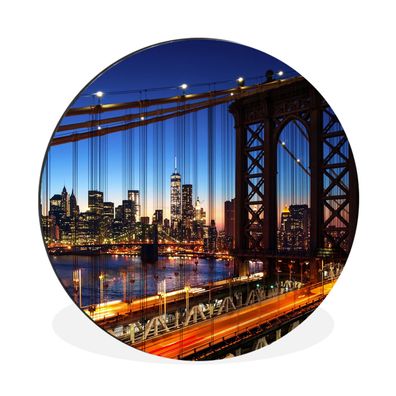 Wandbild Runde Bilder 30x30 cm Brücke - Nacht - Architektur - USA (Gr. 30x30 cm)