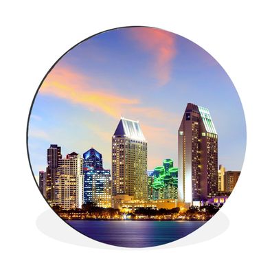 Wandbild Runde Bilder 120x120 cm Skyline - Vereinigte Staaten - Wasser